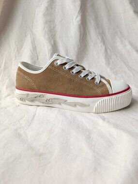 SANDRO PARIS Anouk Suede Flame-Sole Sneaker | Size EU 36/US 5